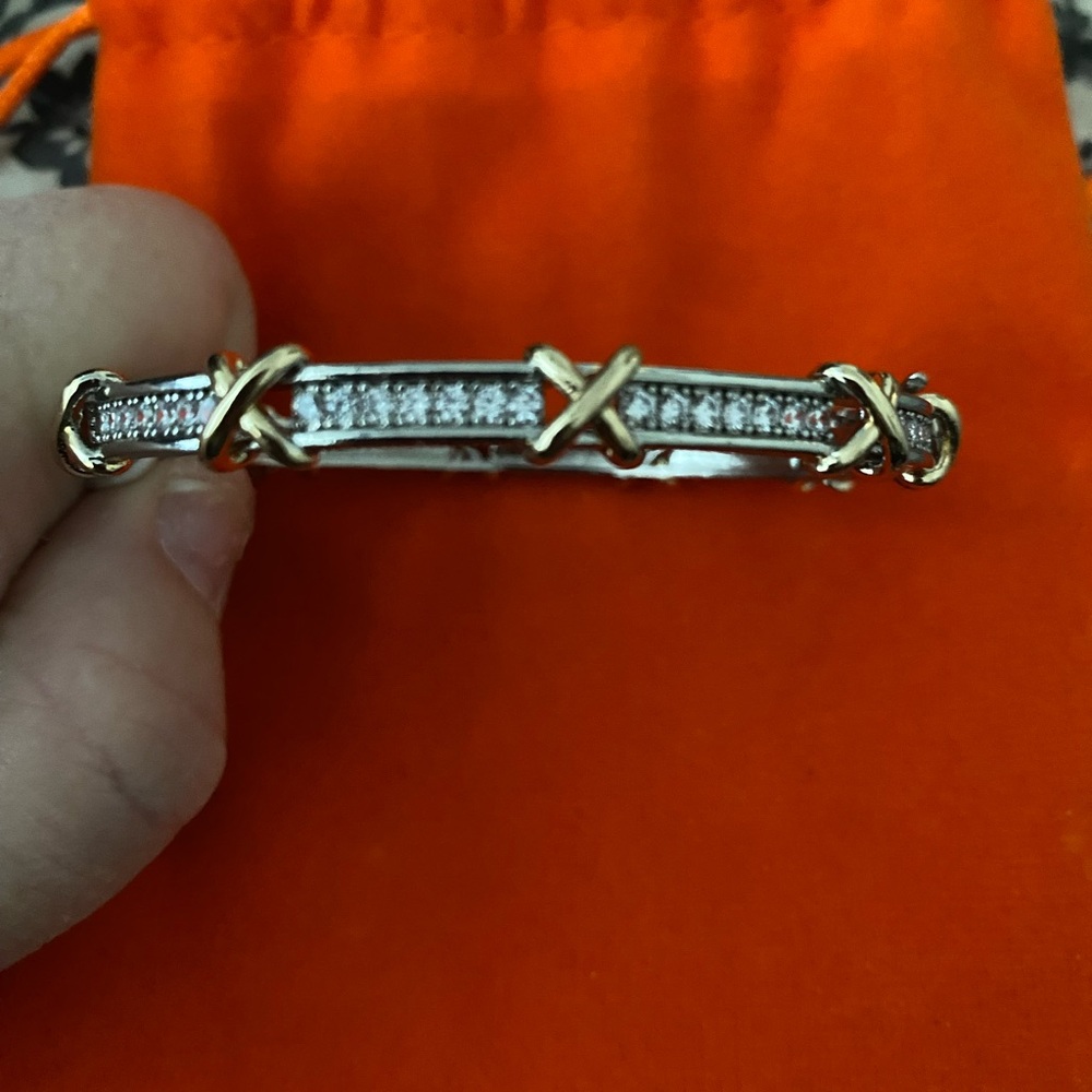 NWT Atterri Gold and Silver Women's Bracelet with clear stones